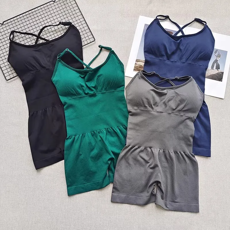 WAREBALL Women's Yoga Jumpsuit, Sexy One-Piece Fitness Romper with Strap, Tummy Control & Padded Sports Bra for Workout thumbnail 5