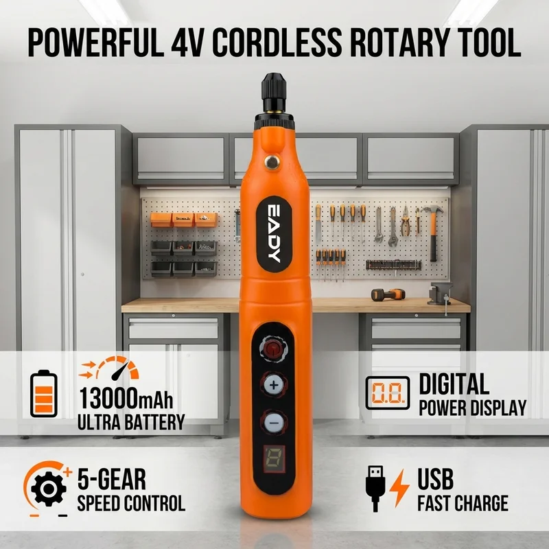 Wireless Rotary Tool 13000mAh Battery 5 Variable Speed Mini Cordless Grinder Pen Style Electric Grinding Polishing Kit for DIY thumbnail 4