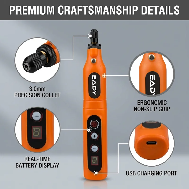 Wireless Rotary Tool 13000mAh Battery 5 Variable Speed Mini Cordless Grinder Pen Style Electric Grinding Polishing Kit for DIY thumbnail 5