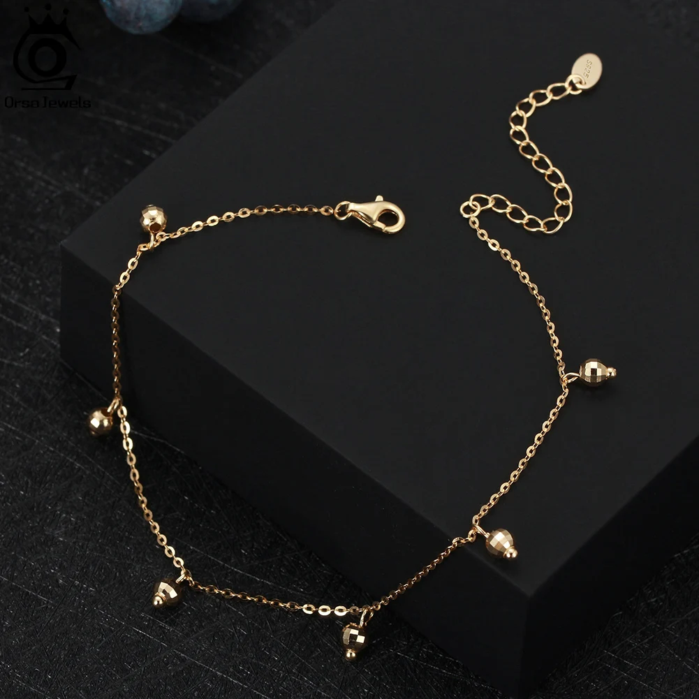 ORSA JEWELS Chain Anklet Woman Foot Bracelet 100% 925 Sterling Silver Anklet Cute Star Pendants Summer Simple Accessories SA27 thumbnail 3