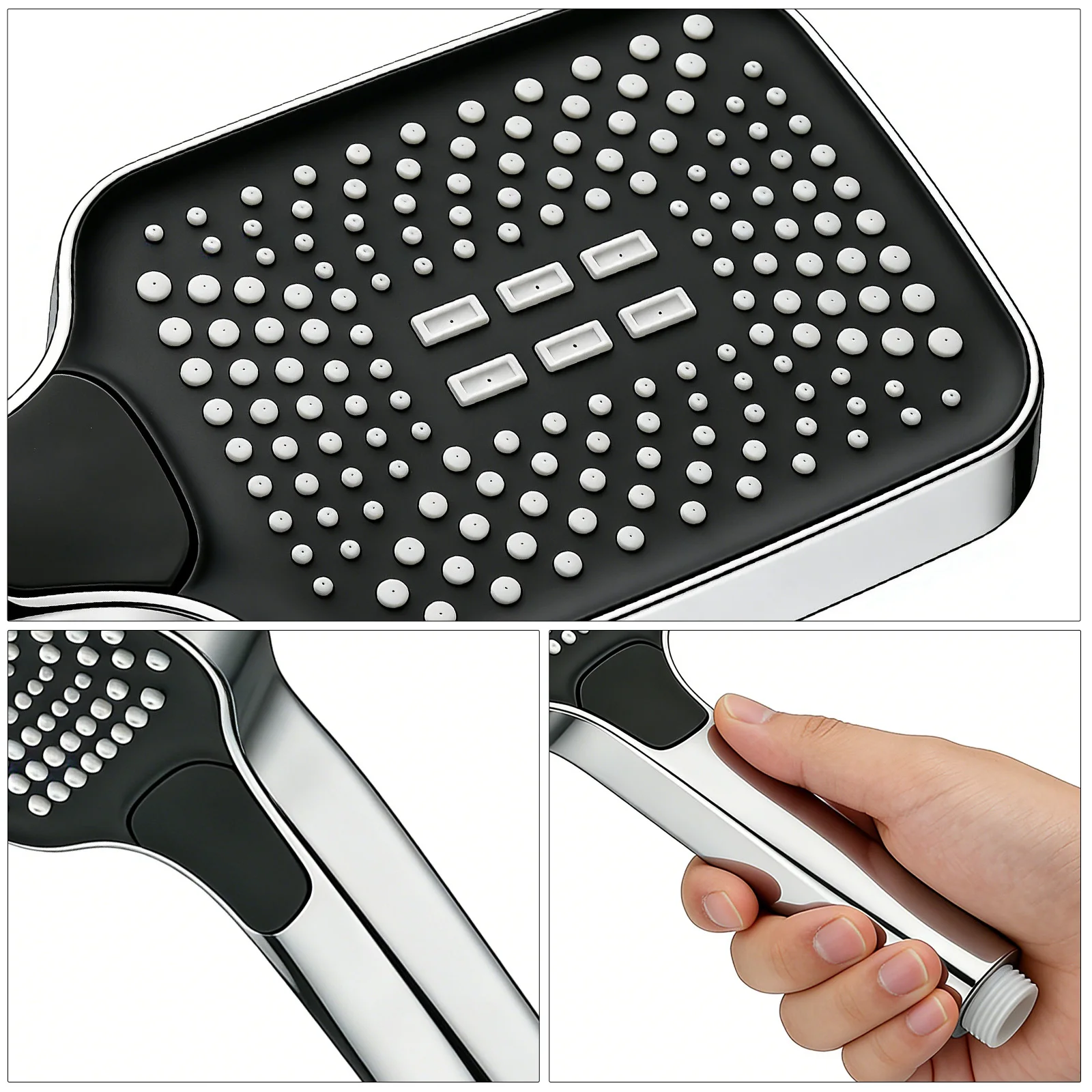 Adjustable Square Shower Head Large Outlet Water Heater Household Bath Pressurized Rain Shower Head Set thumbnail 3