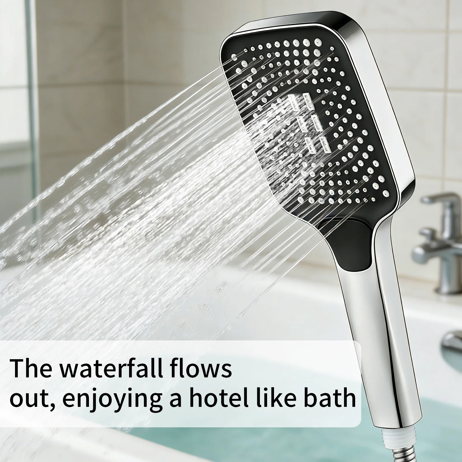 Adjustable Square Shower Head Large Outlet Water Heater Household Bath Pressurized Rain Shower Head Set thumbnail 4