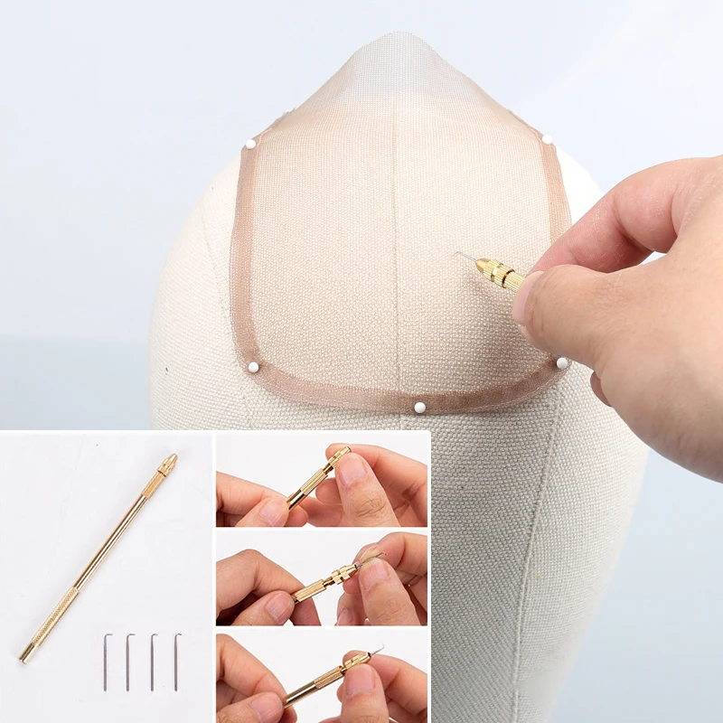 Ventilating Needle Brass Handle For Wig Making Hair Extention Tools For Lace Wig Making Detachable Wig Making Repair Needles thumbnail 2