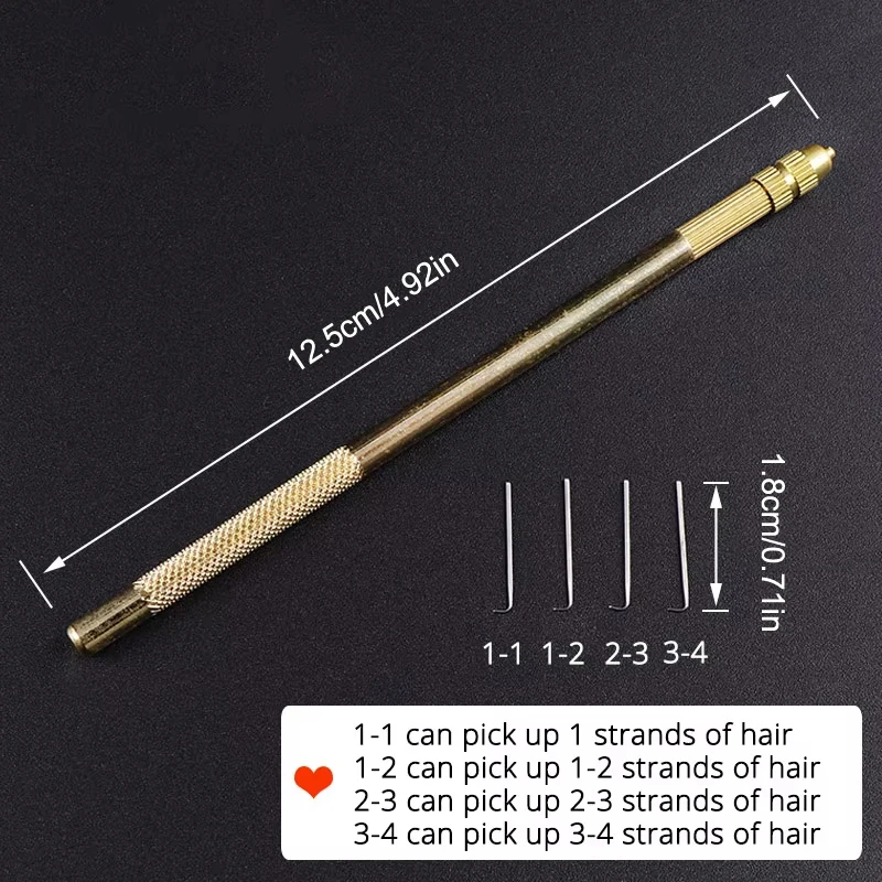 Ventilating Needle Brass Handle For Wig Making Hair Extention Tools For Lace Wig Making Detachable Wig Making Repair Needles thumbnail 6