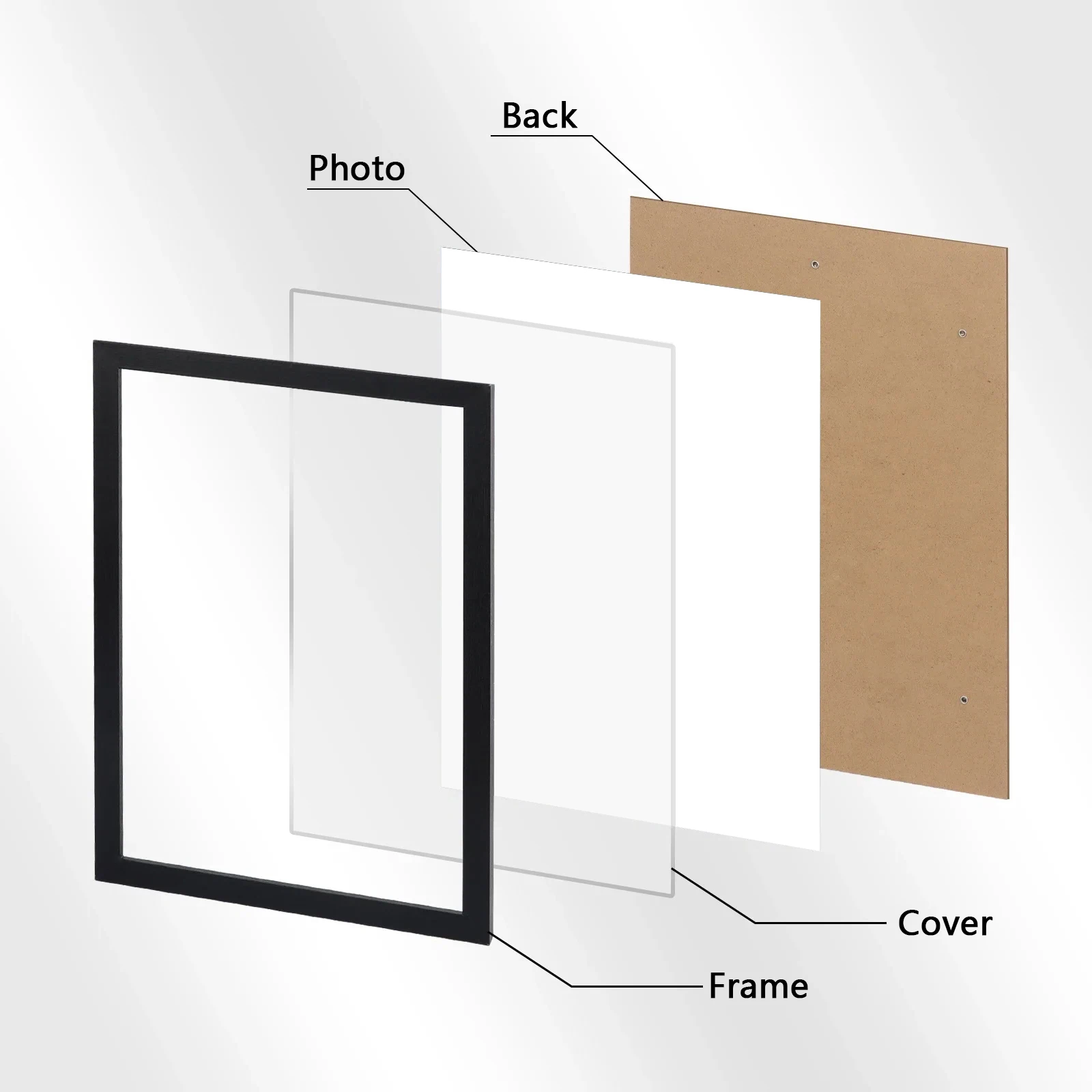 21x30&30x40cm Frame Black and White Wood Grain Photo Frame Can Be Hung on The Wall with Certificate Poster Canvas Painting Decor thumbnail 2
