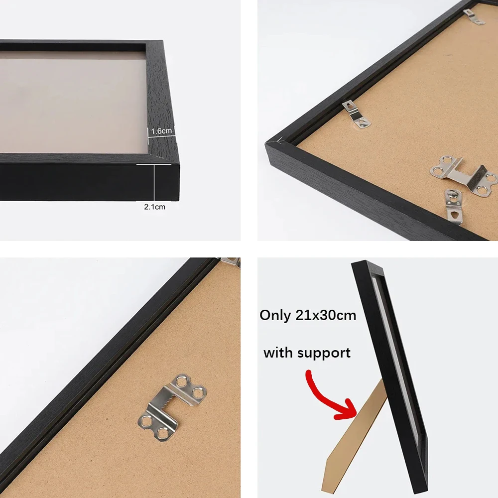 21x30&30x40cm Frame Black and White Wood Grain Photo Frame Can Be Hung on The Wall with Certificate Poster Canvas Painting Decor thumbnail 6