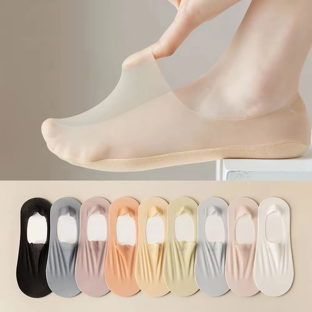 Women's Ultra-Thin No-Show Boat Socks Fashion Invisible Breathable Low-Cut Socks with Wear-Resistant Soft Elastic for Summer