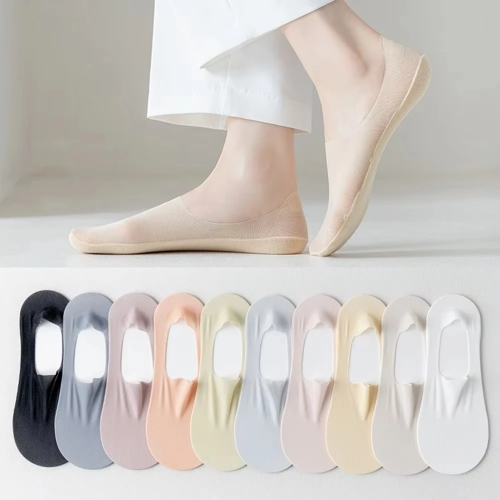 Women's Ultra-Thin No-Show Boat Socks Fashion Invisible Breathable Low-Cut Socks with Wear-Resistant Soft Elastic for Summer thumbnail 4