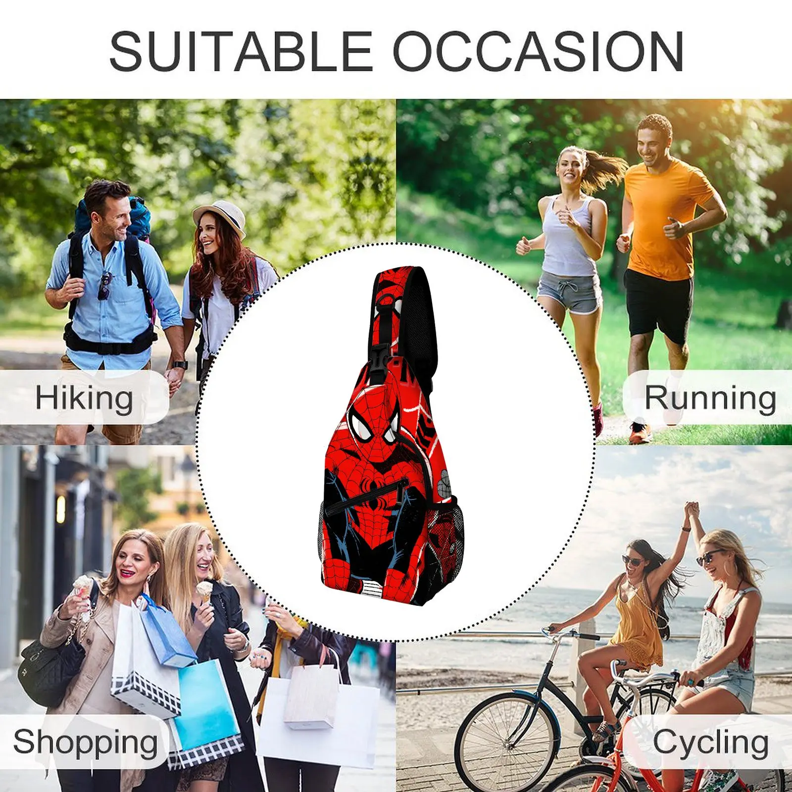 Spider-Man Sling Bag for Men, Superhero Crossbody Backpack, Casual Travel Chest Bag with Comic Print, Lightweight Shoulder Bag thumbnail 4