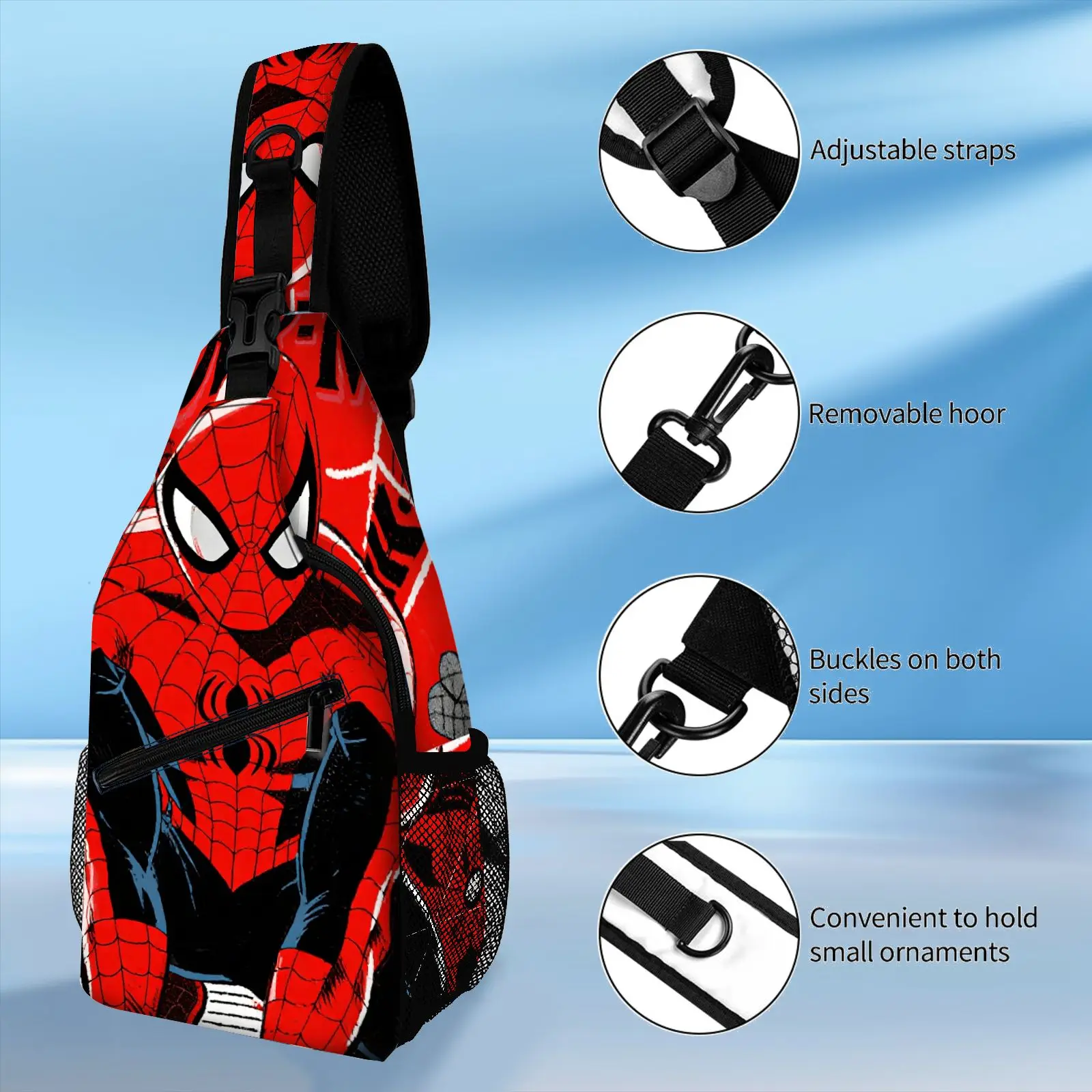 Spider-Man Sling Bag for Men, Superhero Crossbody Backpack, Casual Travel Chest Bag with Comic Print, Lightweight Shoulder Bag thumbnail 3