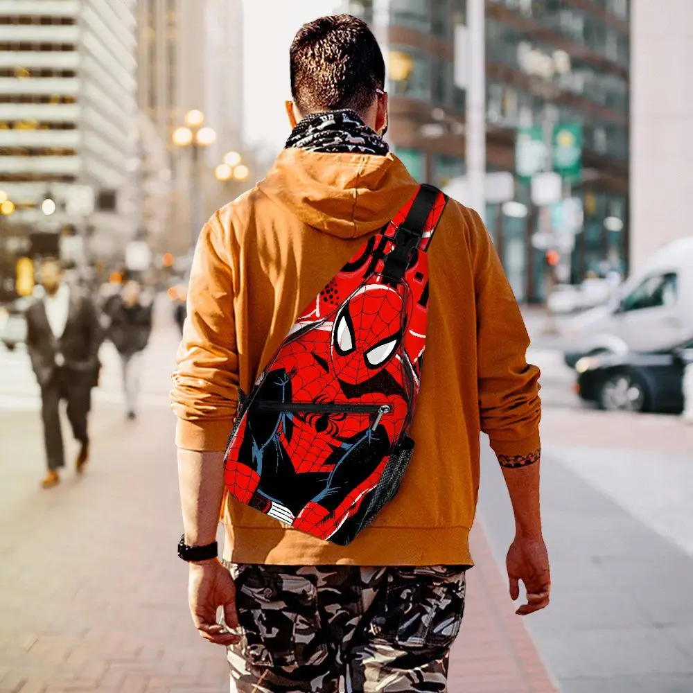 Spider-Man Sling Bag for Men, Superhero Crossbody Backpack, Casual Travel Chest Bag with Comic Print, Lightweight Shoulder Bag
