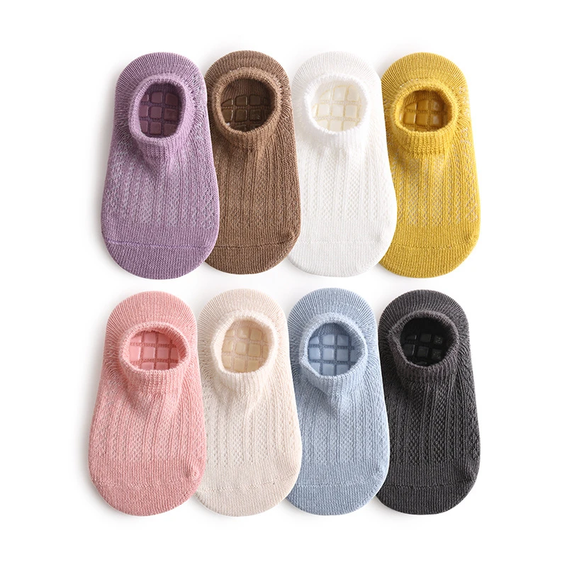 1/2/4/8 pairs of boys and girls' anti slip socks with cute cartoon animal patterns, comfortable and breathable baby floor socks thumbnail 4