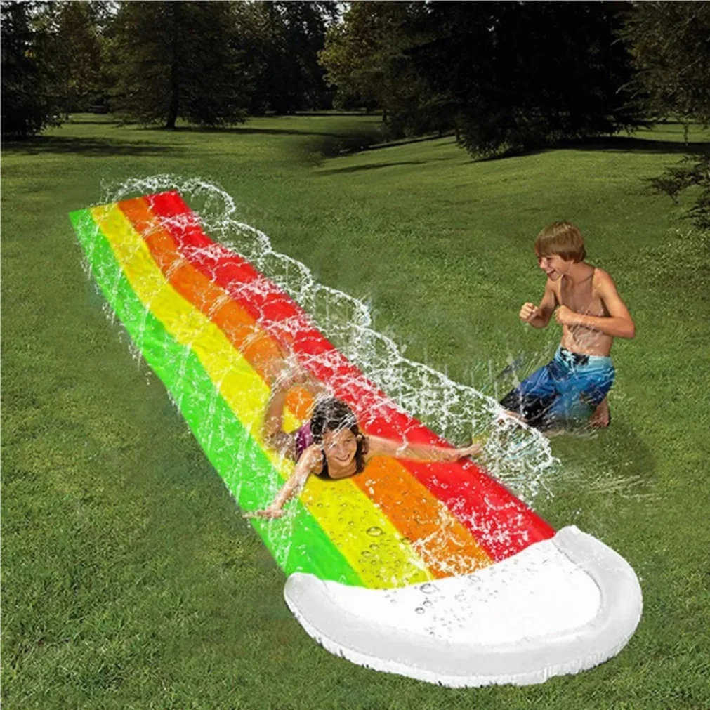 480x76CM Inflatable Water Slide Mat Summer Swimming Pool Waterskiing Splash Toys Outdoor Backyard Lawn Water Slides Sprinkler thumbnail 2