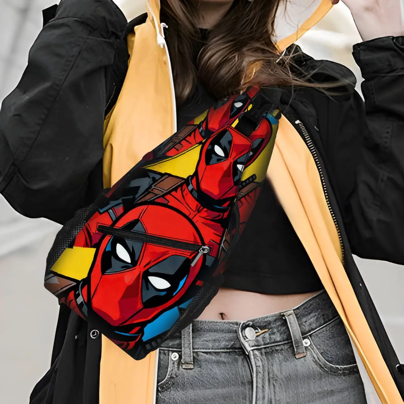 Deadpool Sling Bag for Men, Superhero Crossbody Backpack, Casual Travel Chest Bag with Comic Print, Lightweight Shoulder Bag thumbnail 6