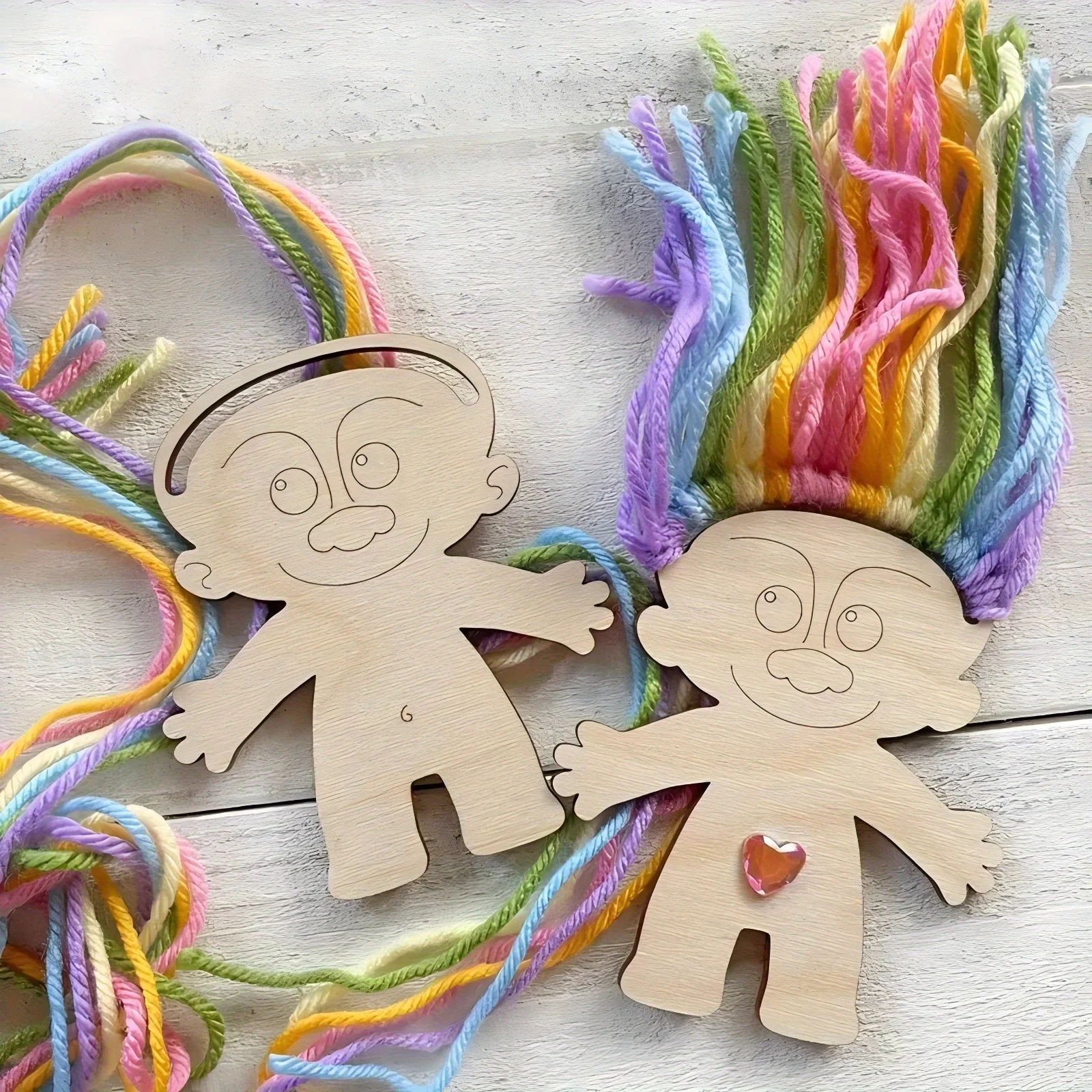 10pcs Wooden Mini Human Crafts Suitable for Parties, Halloween Decoration New Year's Souvenir Hanging Gifts Decorations Supply thumbnail 3
