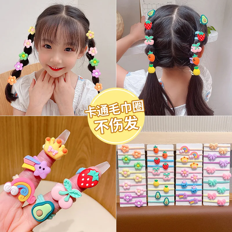Adorable elastic hair ties for kids, gentle on hair, with towel loops for baby hair bands thumbnail 2