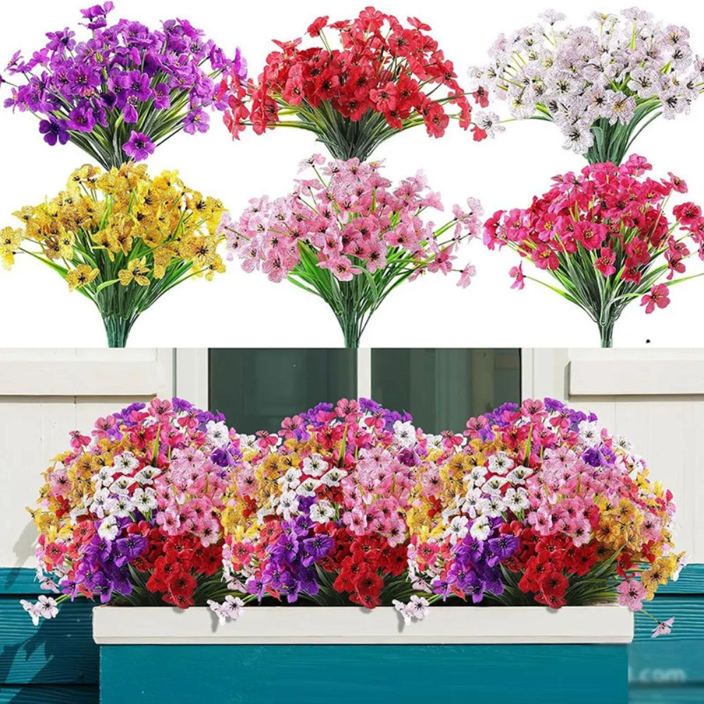 2pcs Artificial Flowers for Outdoor Indoor Fake Plants,UV Resistant Silk Fake Plastic Flower Wedding Home Garden Decorations