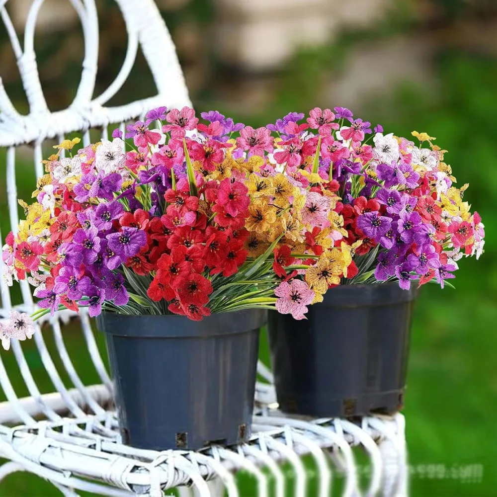 2pcs Artificial Flowers for Outdoor Indoor Fake Plants,UV Resistant Silk Fake Plastic Flower Wedding Home Garden Decorations thumbnail 3