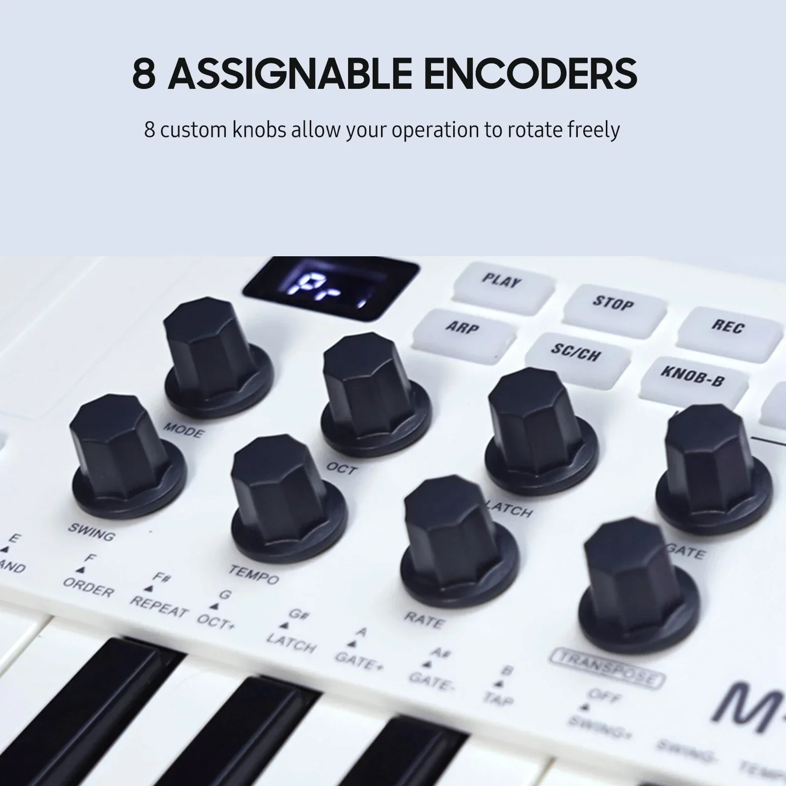 M-VAVE MIDI Controller Keyboard 25-Key Mini Portable USB Keyboard Piano MIDI Keyboard Controller 8 RGB Backlit Pads 8 Knobs thumbnail 4