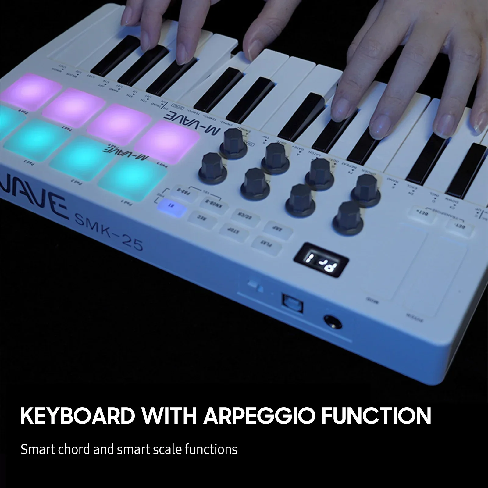 M-VAVE MIDI Controller Keyboard 25-Key Mini Portable USB Keyboard Piano MIDI Keyboard Controller 8 RGB Backlit Pads 8 Knobs thumbnail 3