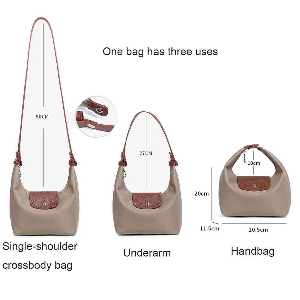 Versatile Lady Crossbody Bag Nylon Waterproof Tote with Two Detachable Straps Fashionable Dumpling Handbag for Women thumbnail 6