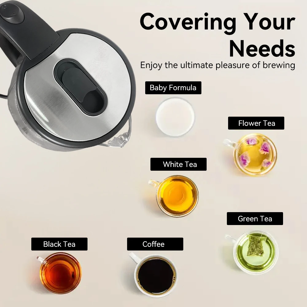 Blue Light Glass Electric Kettle 2.0L Transparent Glass Boiling Teapot Auto Shut-off Portable Jug Security thumbnail 3