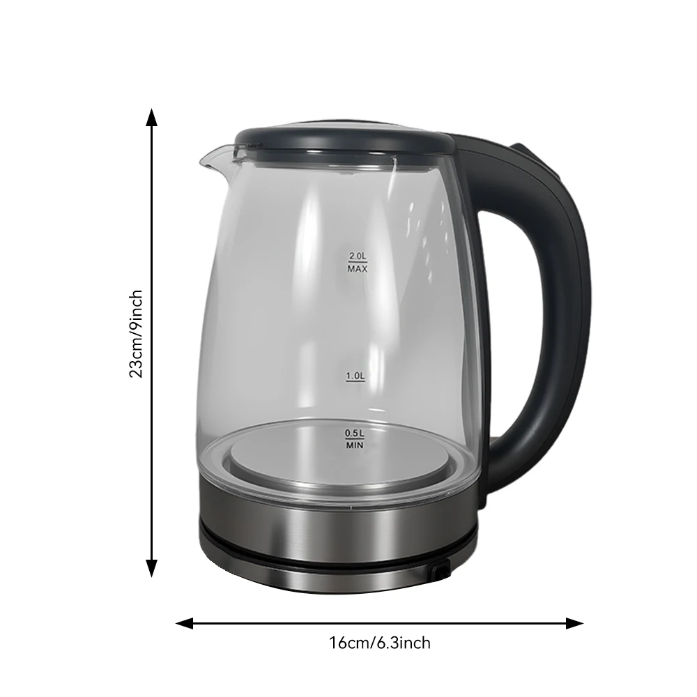 Blue Light Glass Electric Kettle 2.0L Transparent Glass Boiling Teapot Auto Shut-off Portable Jug Security thumbnail 6