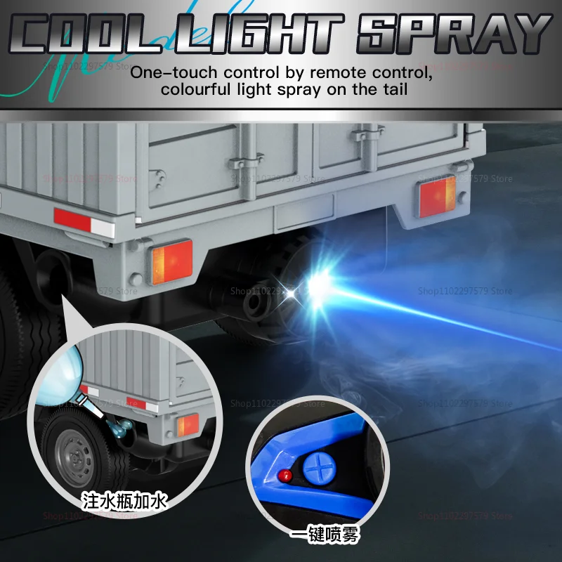 1:16 RC Car Drift Truck With LED Lights Spray Function Remote Control Off-Road Climbing Toys For Kids Boys Outdoor Play Gifts thumbnail 5