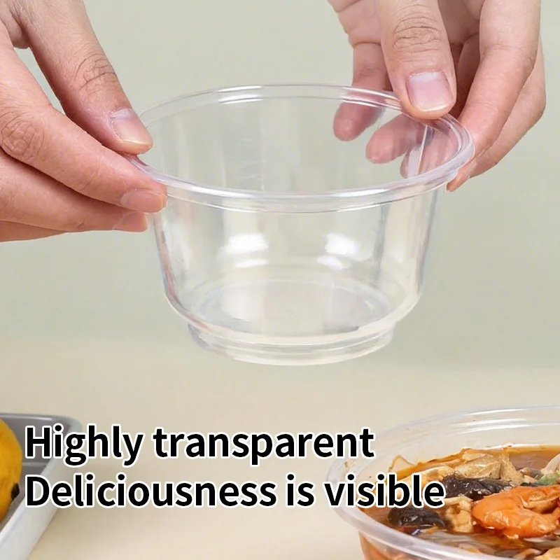 Disposable Plastic Bowls Transparent Heavy Duty for Ice Cream Dessert Fruit Salad Picnic Wedding Party Kitchen Food Container thumbnail 3