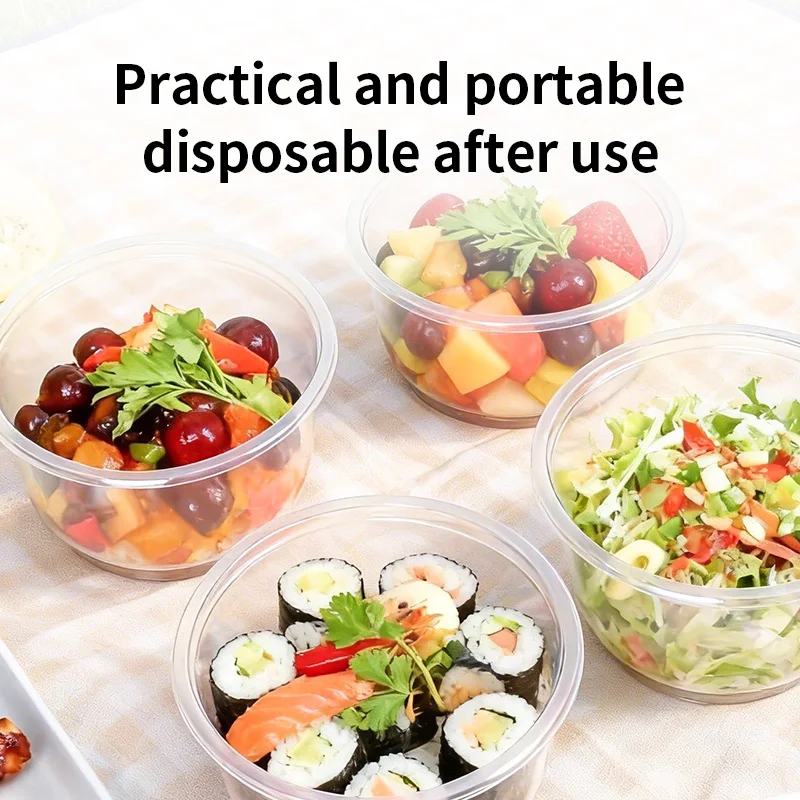 Disposable Plastic Bowls Transparent Heavy Duty for Ice Cream Dessert Fruit Salad Picnic Wedding Party Kitchen Food Container thumbnail 4