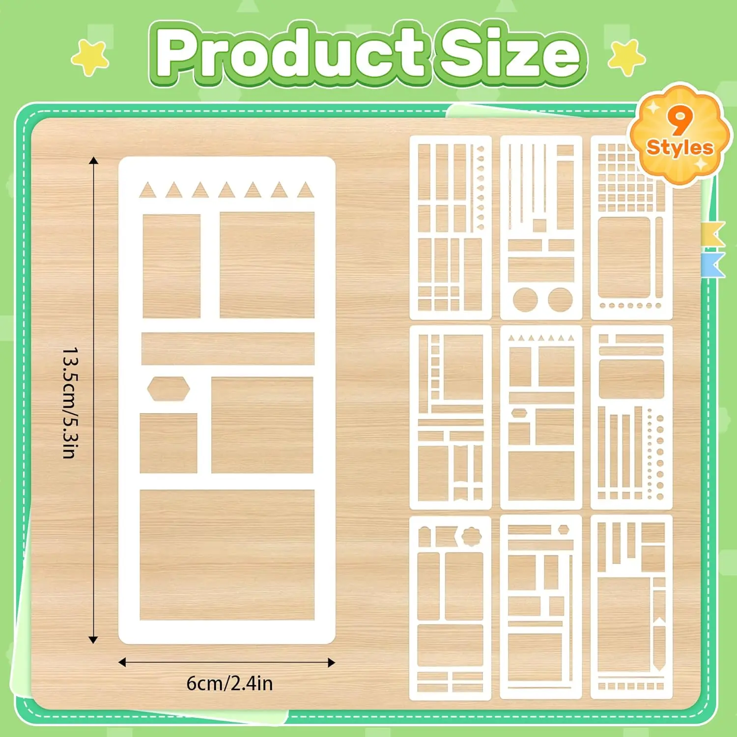 9 Pcs Plastic Reusable Children's painting templates for Tools Supplies for Journal Calendar Making Drawing Lines DIY Craft thumbnail 2