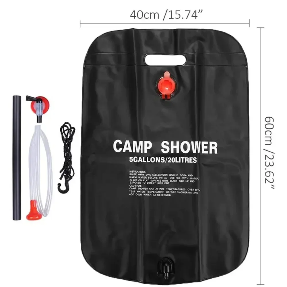 Large Capacity 20L Outdoor Shower Bag Solar Powered Heating for Camping Beach Trip Portable Bath Solution Outdoor Camping thumbnail 3