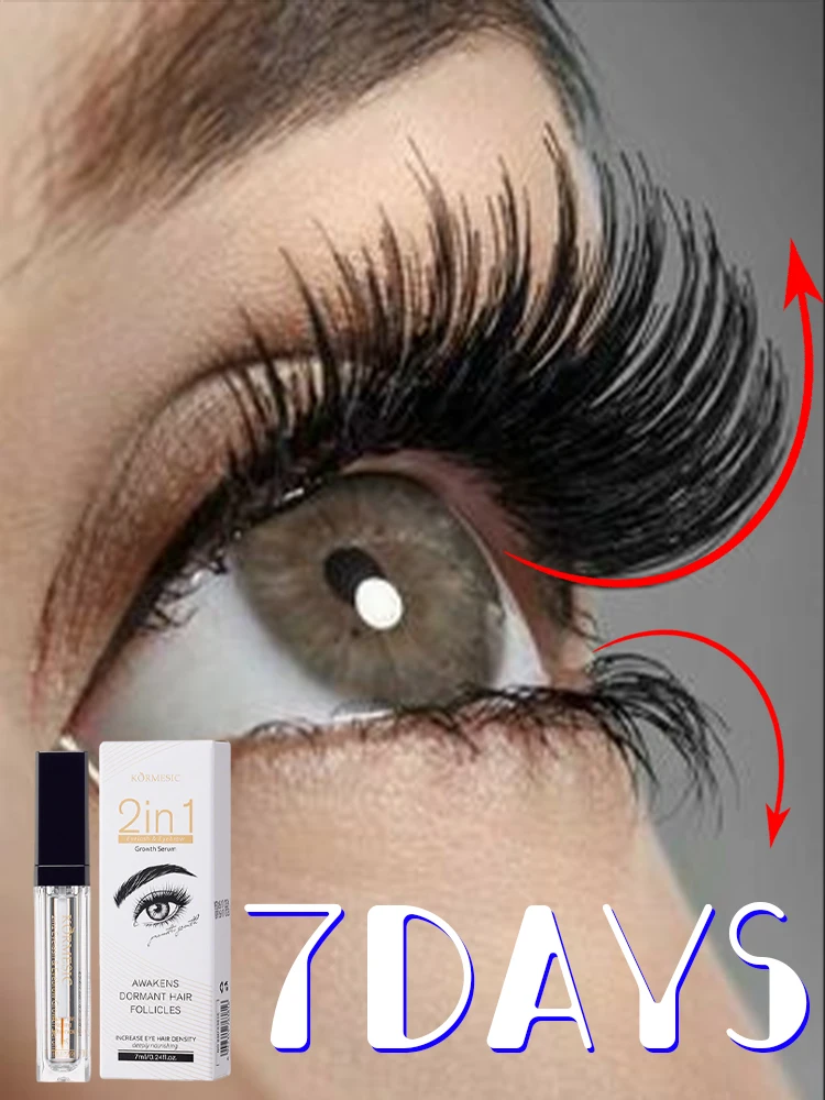 2 in 1 Fast Eyelash Eyebrows Growth Serum 7 Days Natural Eyelash Enhancer Longer Fuller Thicker Curling Lengthening Lash Makeup
