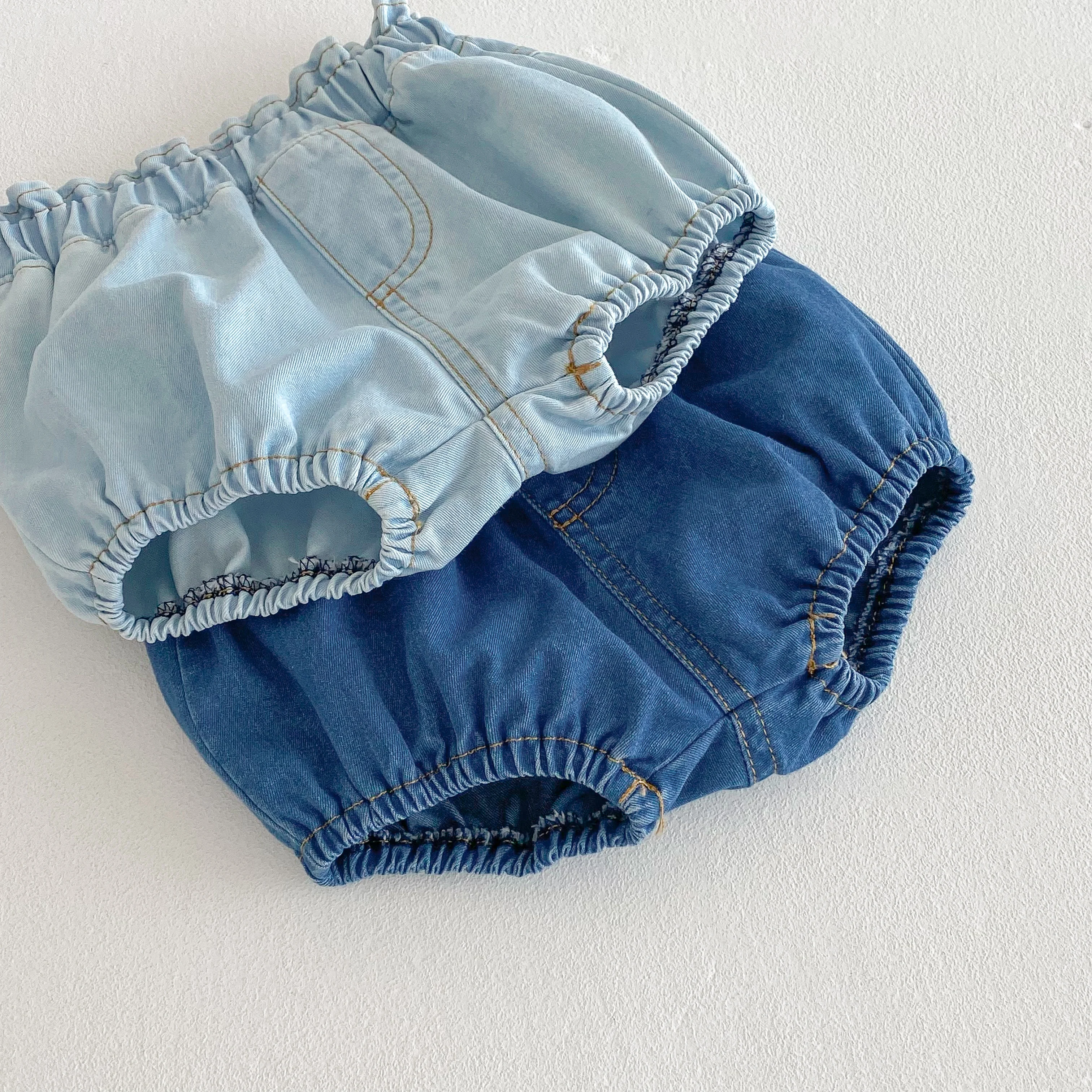 Baby Denim Bloomers Shorts Newborn Soft Cozy Cotton Toddler Boys Girls Summer Shorts Pants Ruffles Waist Kids Clothing 0-3T thumbnail 3