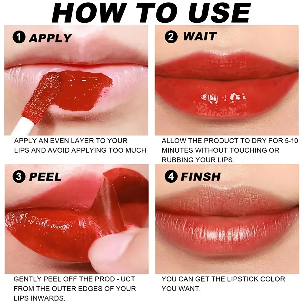Peel-Off Lip Gloss - Long-wearing waterproof formula, moisturizing gloss, easy to apply, suitable for all light brown skin types thumbnail 5