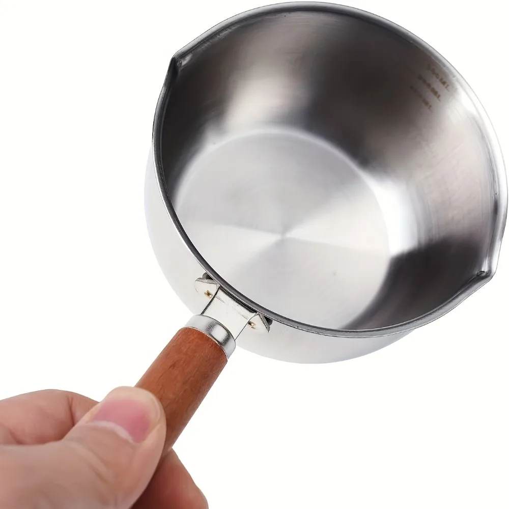 10oz Stainless Steel Pot with Wooden Handle - Dishwasher Safe for Cooking, Candle Wax Melting & DIY Crafts thumbnail 5