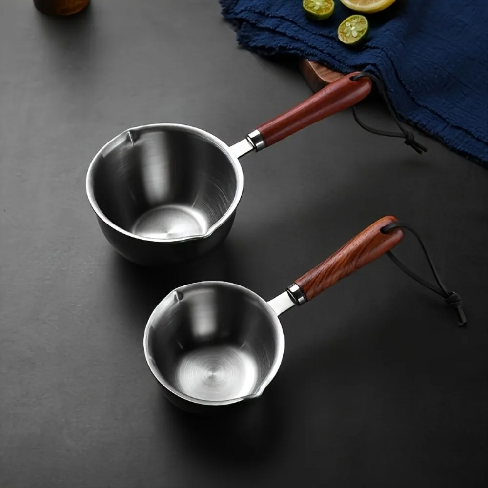 10oz Stainless Steel Pot with Wooden Handle - Dishwasher Safe for Cooking, Candle Wax Melting & DIY Crafts thumbnail 4