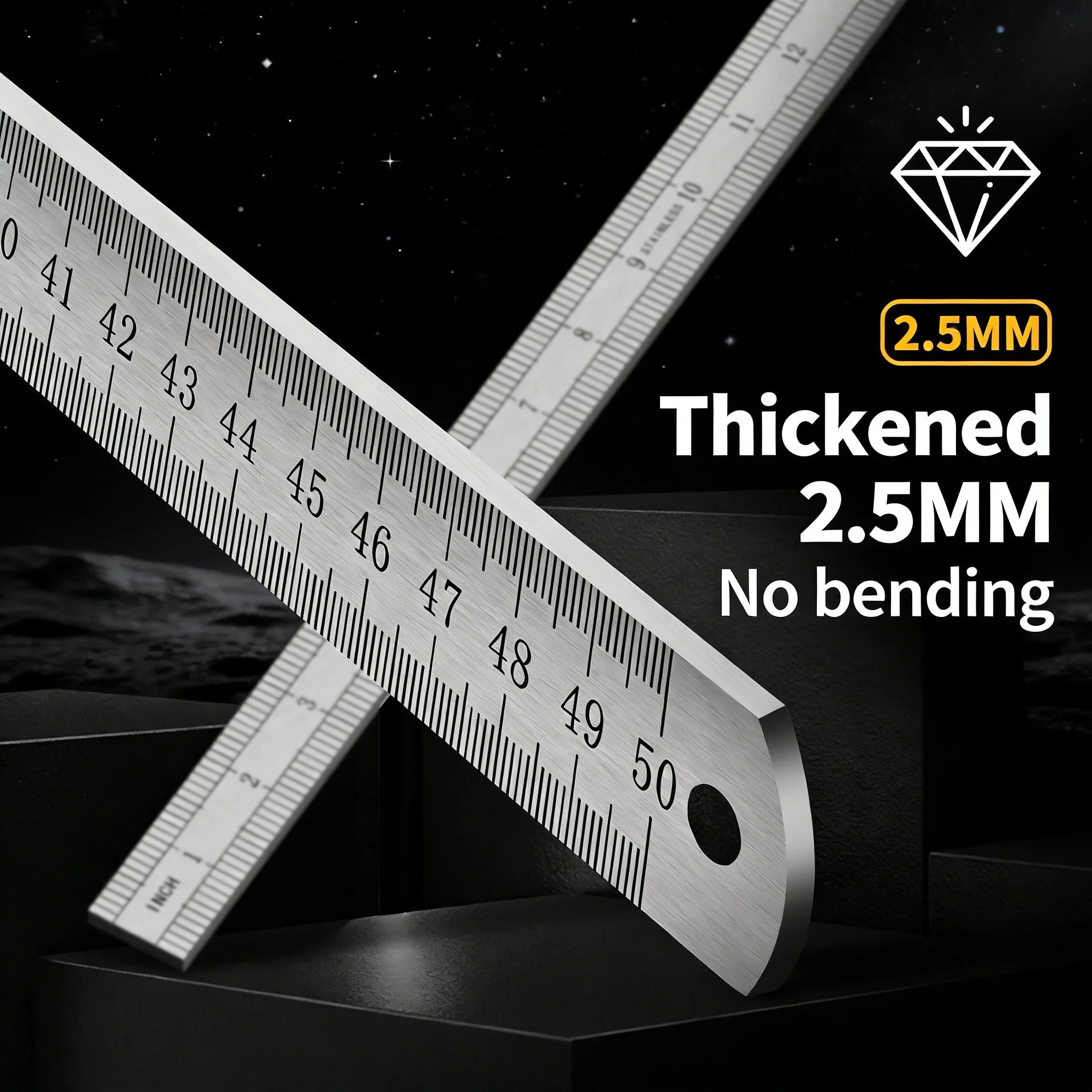 2.5mm Forged Longquan Steel Ruler - 50cm Multi-Purpose Car Tool with Thickened Design for Measuring & Self-Defense