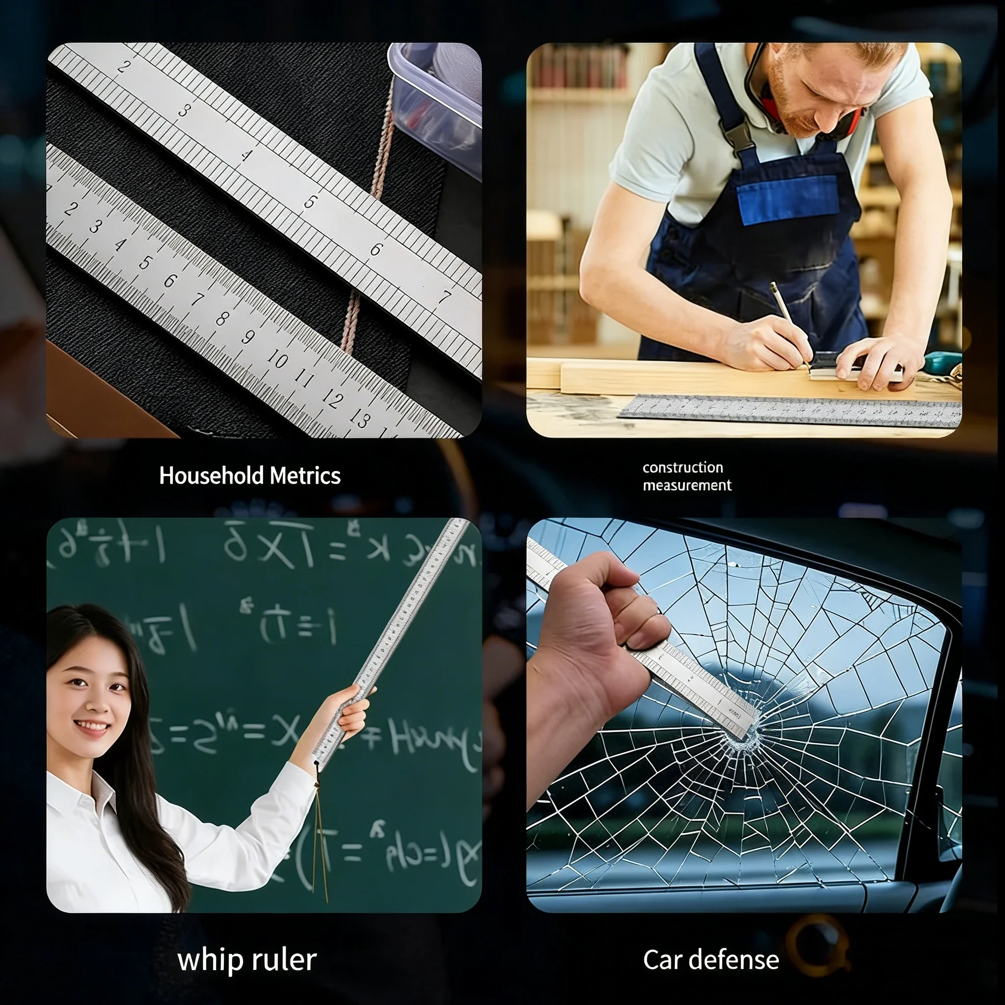 2.5mm Forged Longquan Steel Ruler - 50cm Multi-Purpose Car Tool with Thickened Design for Measuring & Self-Defense thumbnail 3