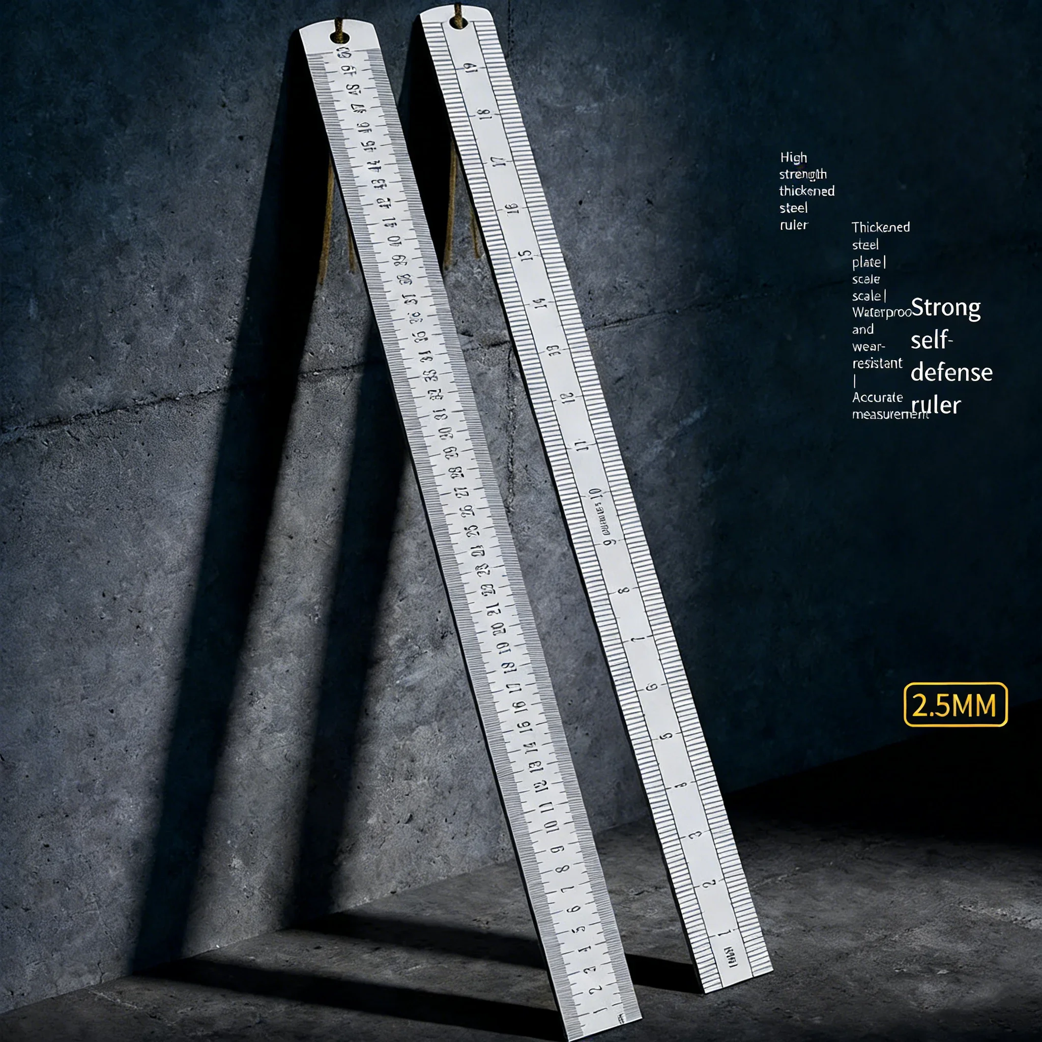 2.5mm Forged Longquan Steel Ruler - 50cm Multi-Purpose Car Tool with Thickened Design for Measuring & Self-Defense thumbnail 6