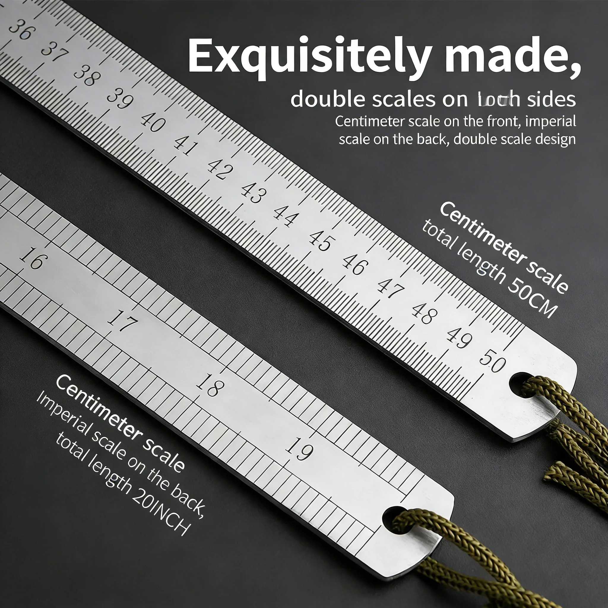 2.5mm Forged Longquan Steel Ruler - 50cm Multi-Purpose Car Tool with Thickened Design for Measuring & Self-Defense thumbnail 5