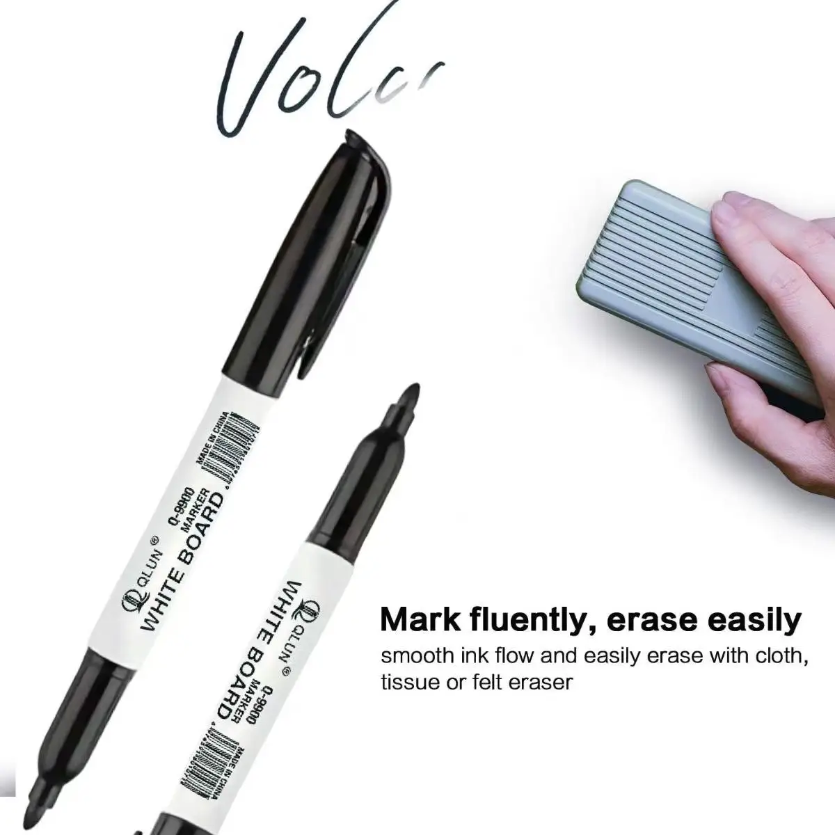 12Pcs Large Capacity Erasable Whiteboard Markers, Water-Based Ink Black Dry Erase Pens for Office School Teaching Supplies thumbnail 3
