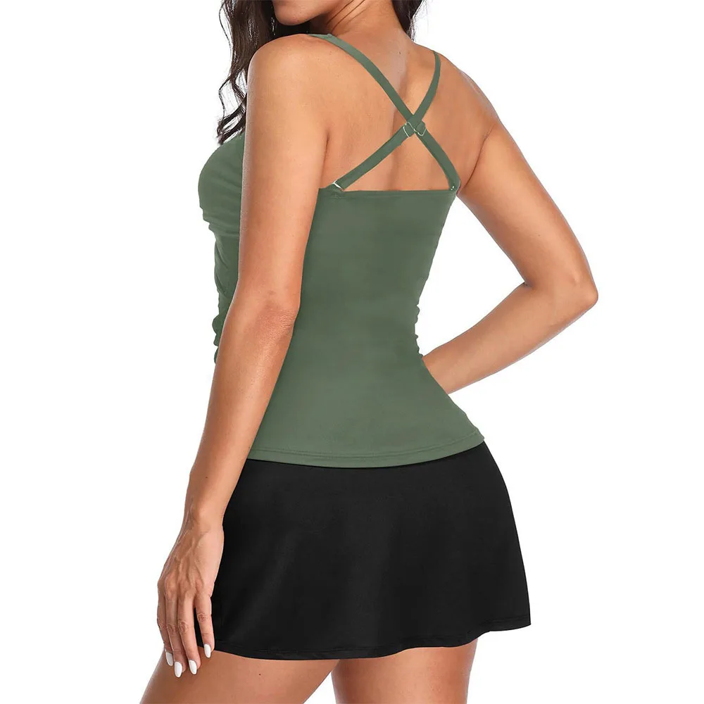 2026 New Bikini Swimwear Tankini Women's Separate Twist Slimming Gathered Polyester Fabric Quick Dry Eco Friendly High Elasti... thumbnail 3