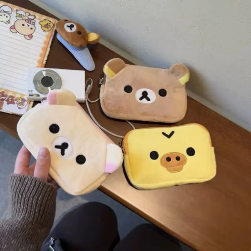 Cute Rilakkuma Anime Coin Purse Cartoon Makeup Organizer Storage Bag Kawaii Bear Plush Bag Cosmetic Bags Girls Toys Gifts thumbnail 4