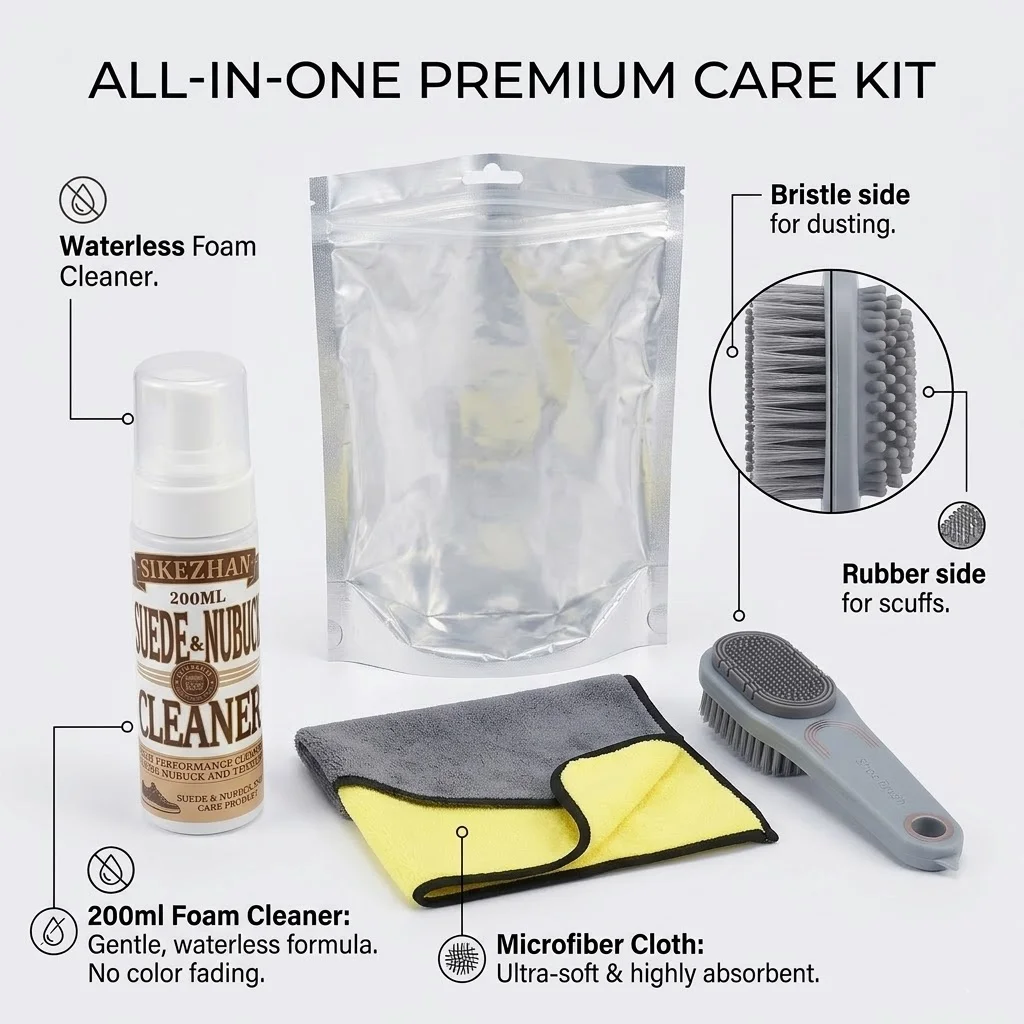 Premium Suede Nubuck Cleaning Kit Waterless Foam Shoe Cleaner Stain Remover Brush Care Set for Leather Sneaker UGG Winter Boots thumbnail 3
