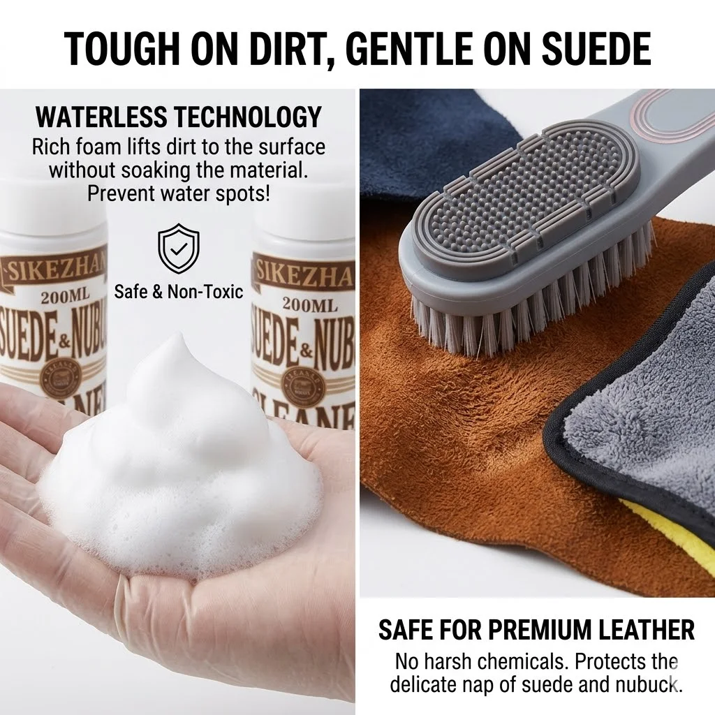 Premium Suede Nubuck Cleaning Kit Waterless Foam Shoe Cleaner Stain Remover Brush Care Set for Leather Sneaker UGG Winter Boots thumbnail 5