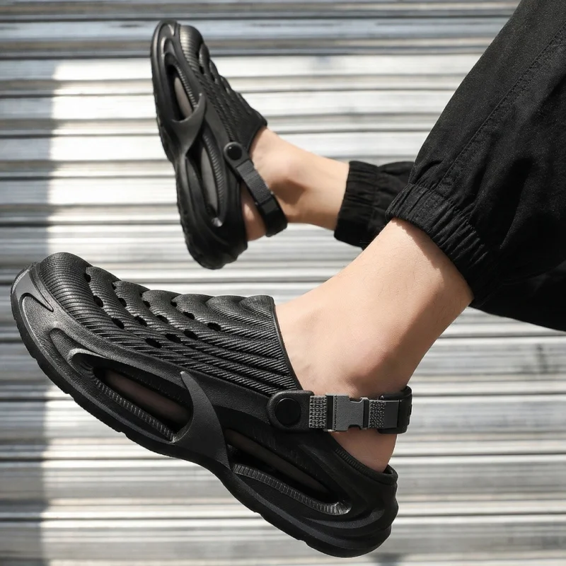 Men's Thick Sole Clogs Summer Outdoor Anti-Slip Wear-Resistant Deodorant Casual Driving Beach Sandals Slip-Ons Two-Wear Mules thumbnail 4