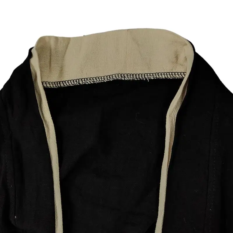 Summer Japanese Kimono Cardigan for Men Lightweight Linen 3/4 Sleeve Open Front Black Traditional Haori Kimonos thumbnail 4