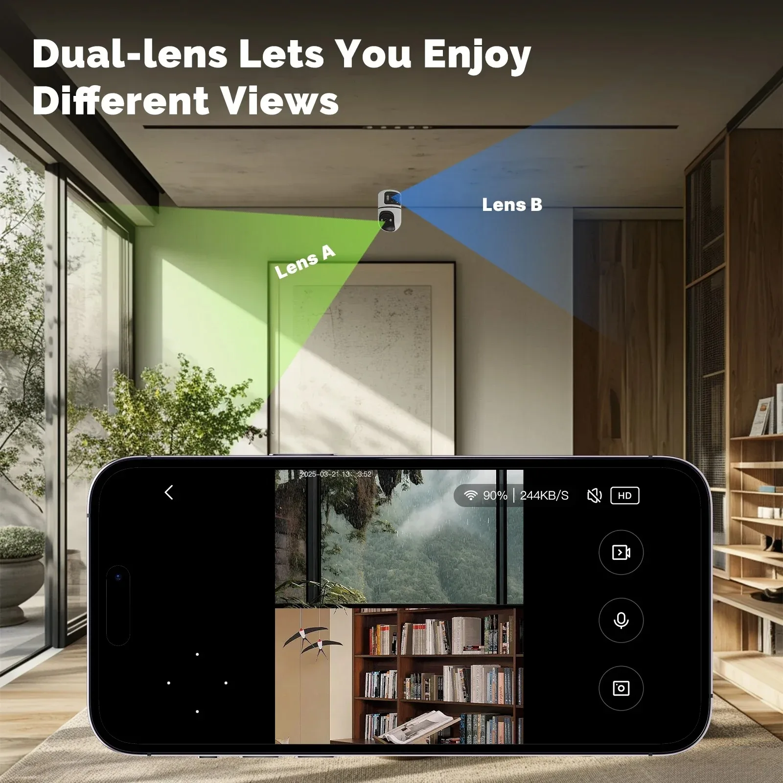 4K 8MP WiFi Surveillance Camera Dual Lens with Adjustable Bracket Two-Way Audio Onvif 10X Zoom Security Wireless Surveillance thumbnail 6