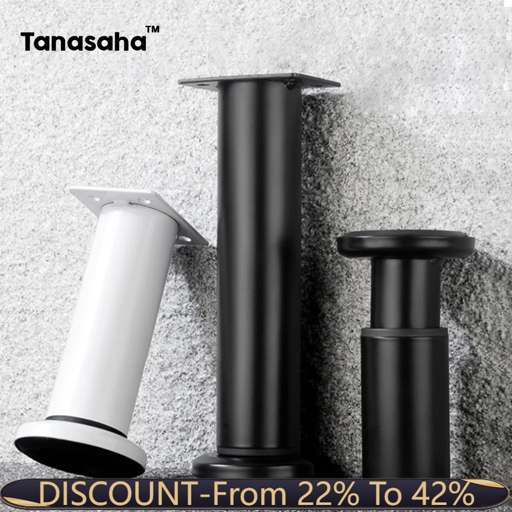 4PCS Adjustable Furniture Legs Thickened Support Legs with Screws for Cabinet Desk Table Chair Bed Sofa black white grey silvery